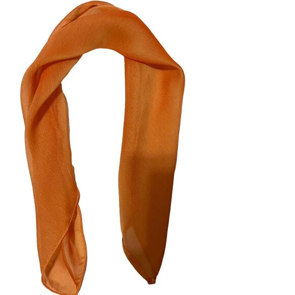 #4920 Vintage 3 Scarf daisy , orange chiffon, tie scarf - Picture 7 of 12